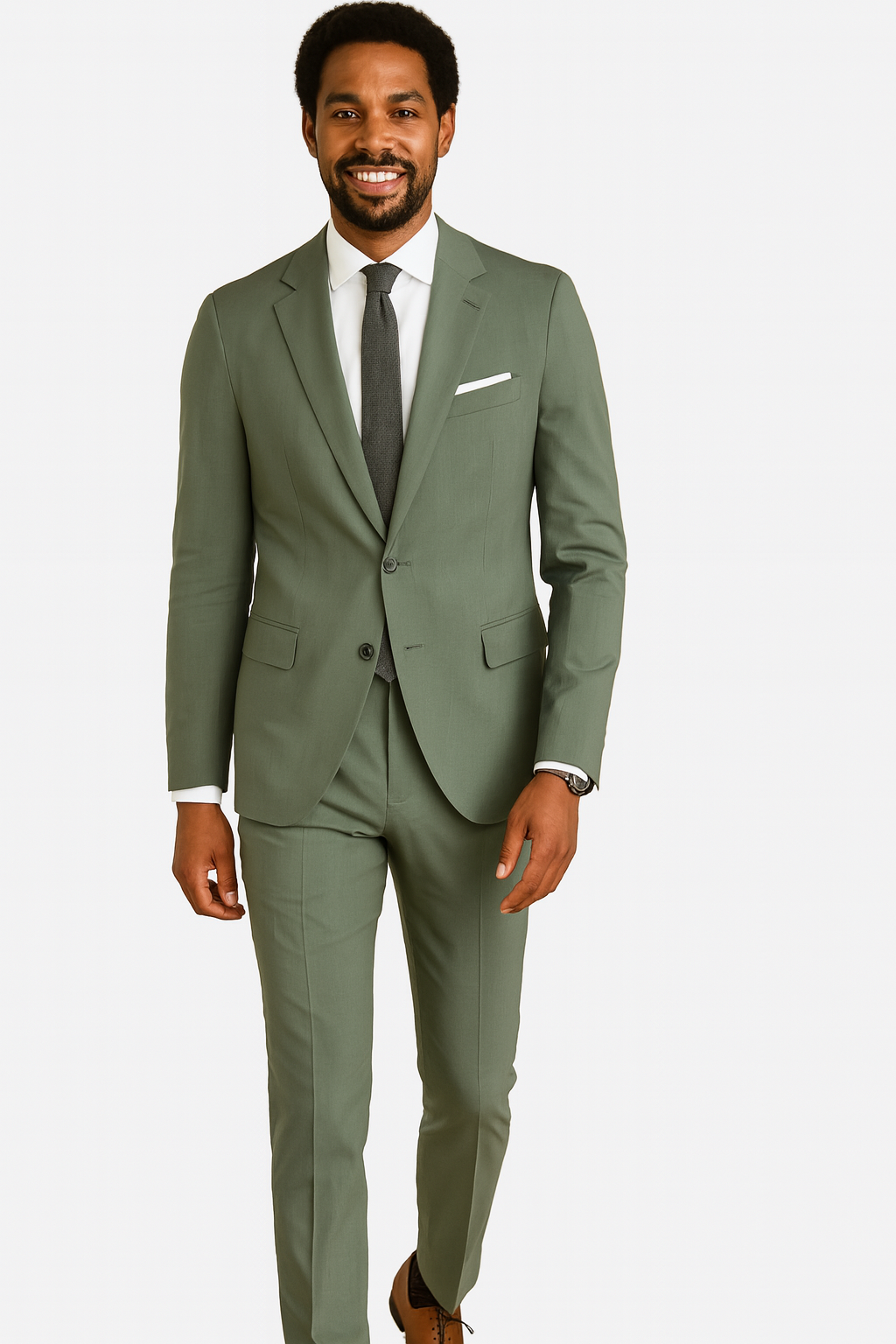 Sage Green Suits - Green Wedding Suit - Summer Suit-New Designer Collection - 38 Short Jacket+32 Waist Adjustable 28to34)(Height: 5 4 to5 7 )(Neck  15-16.5)S-M)