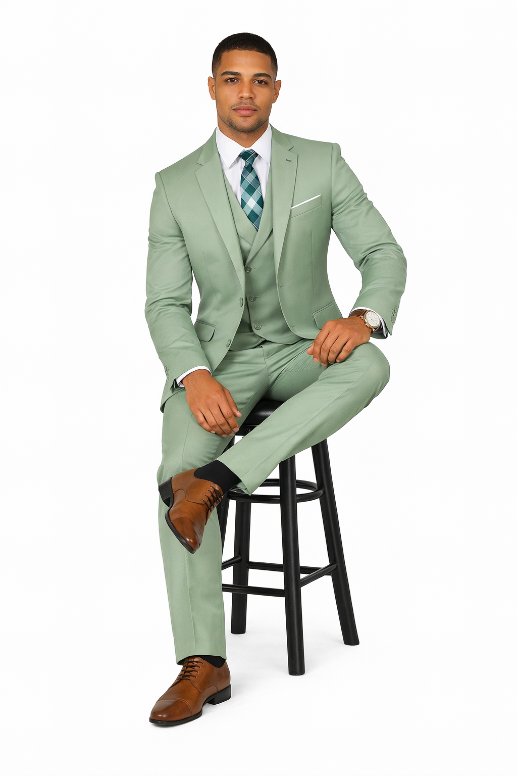 Sage Green Suits -  Light Green Suit - Summer Color Suit-New Designer Collection - 38 Short Jacket+32 Waist Adjustable 28to34)(Height: 5 4 to5 7 )(Neck  15-16.5)S-M)