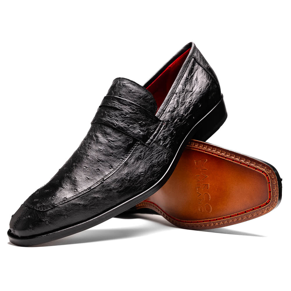 Marco Di Milano Salvatore Black Ostrich Penny Loafer - 8