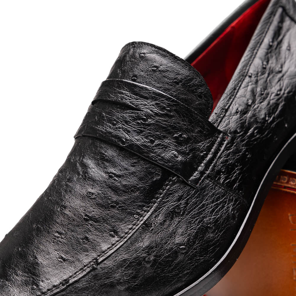 Marco Di Milano Salvatore Black Ostrich Penny Loafer - 8