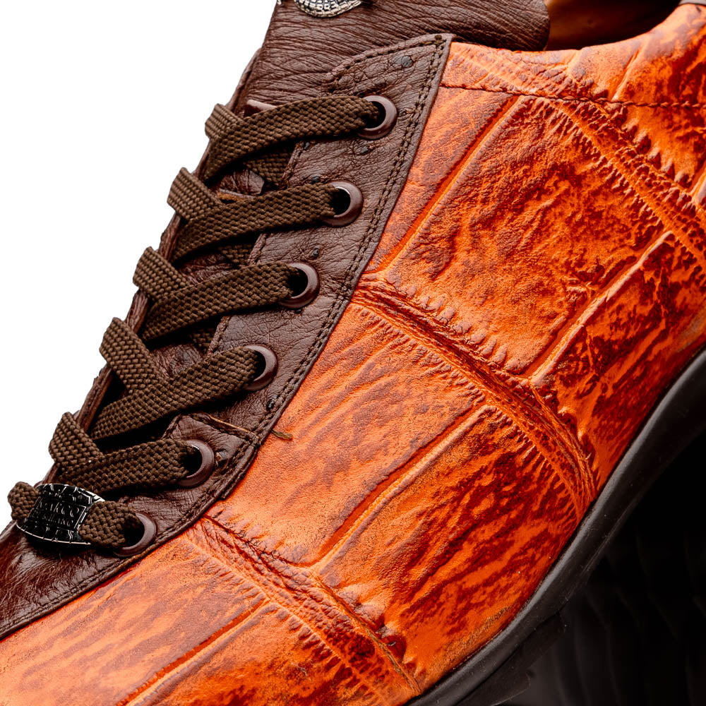Marco Di Milano Saulo Brandy/Brown Exotic Ostrich and Alligator Casual Sneakers - 8