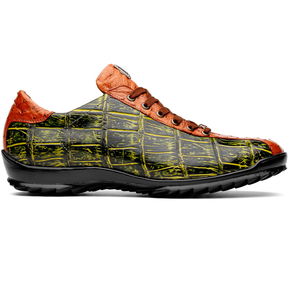Marco Di Milano Saulo Green Exotic Ostrich and Alligator Casual Sneakers - 8