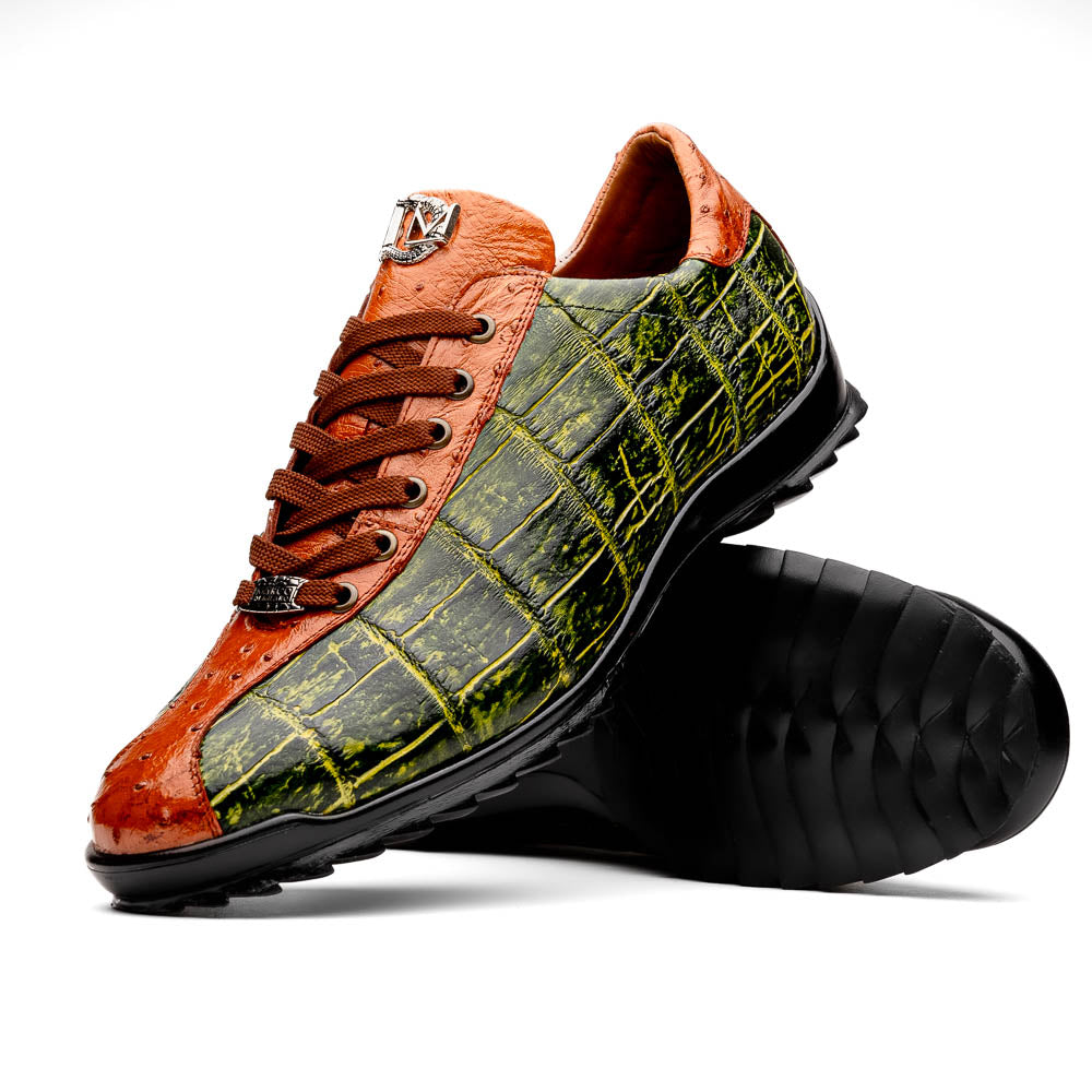 Marco Di Milano Saulo Green Exotic Ostrich and Alligator Casual Sneakers - 8