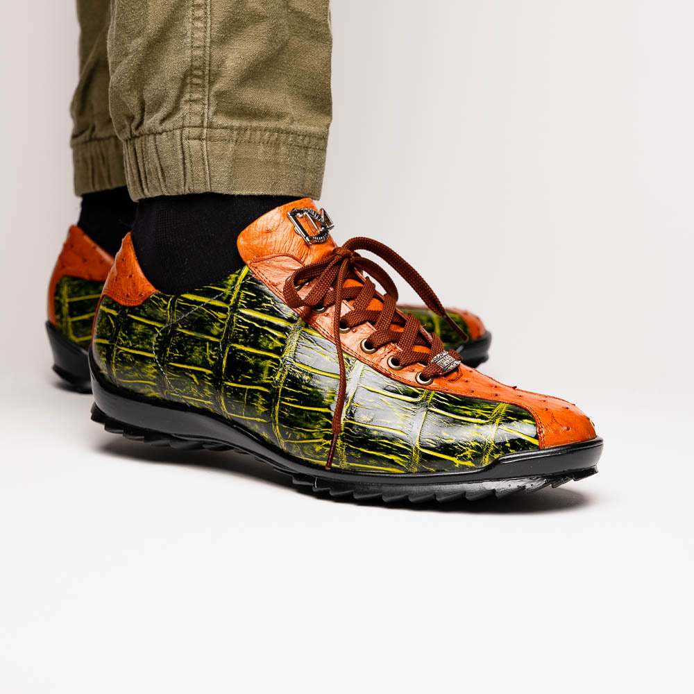 Marco Di Milano Saulo Green Exotic Ostrich and Alligator Casual Sneakers - 8