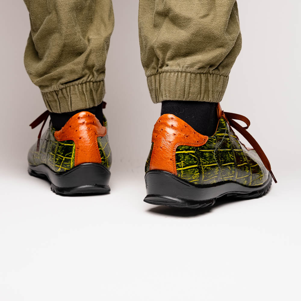 Marco Di Milano Saulo Green Exotic Ostrich and Alligator Casual Sneakers - 8