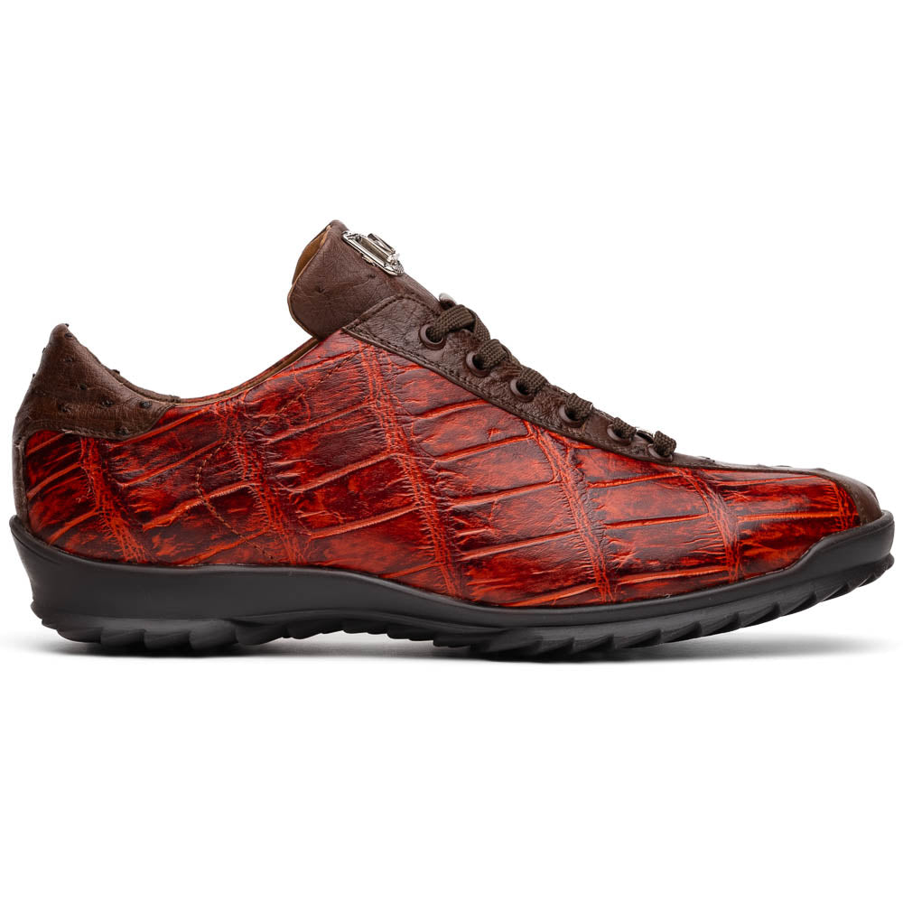 Marco Di Milano Saulo Cognac Exotic Ostrich and Alligator Casual Sneakers - 6