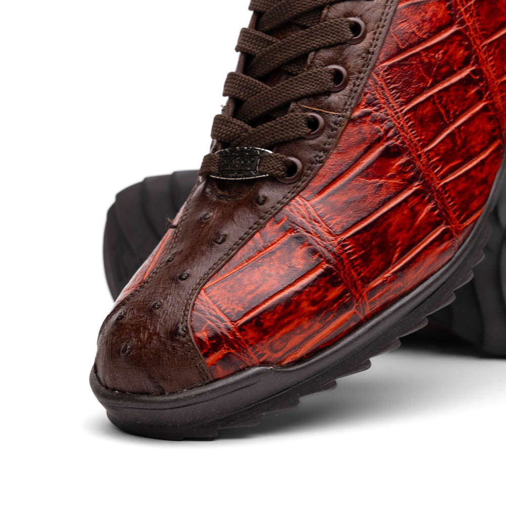 Marco Di Milano Saulo Cognac Exotic Ostrich and Alligator Casual Sneakers - 8