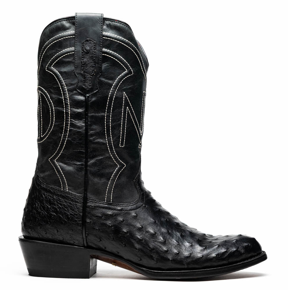 Marco Di Milano Savannah Black Ostrich Quill Round Toe Cowboy Boots - 7