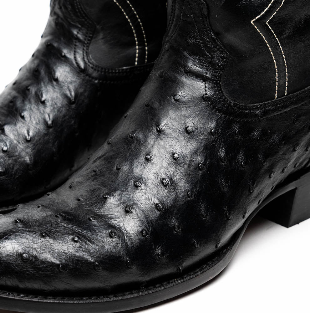 Marco Di Milano Savannah Black Ostrich Quill Round Toe Cowboy Boots - 7