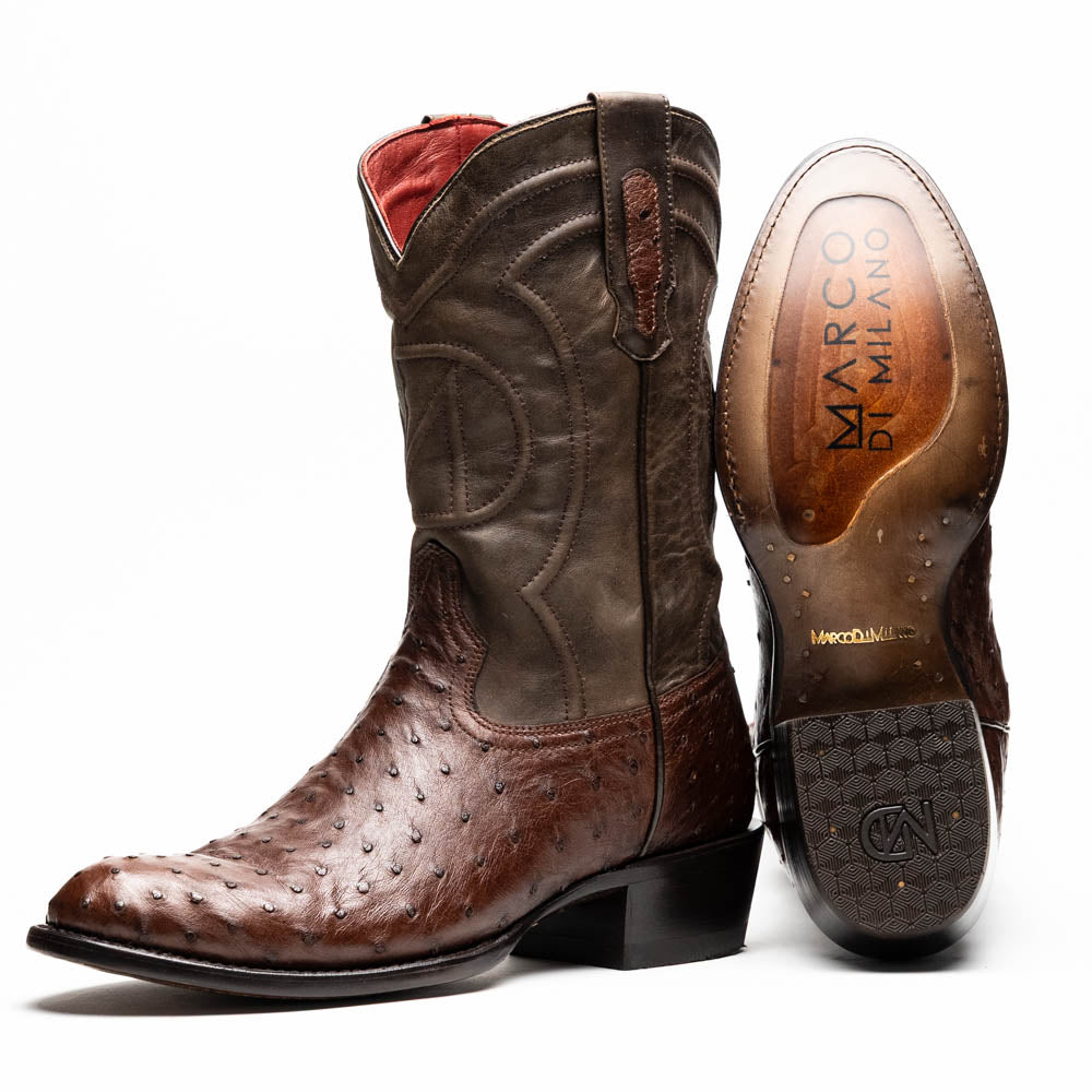 Marco Di Milano Savannah Kango Tabae Ostrich Quill Round Toe Cowboy Boots - 7