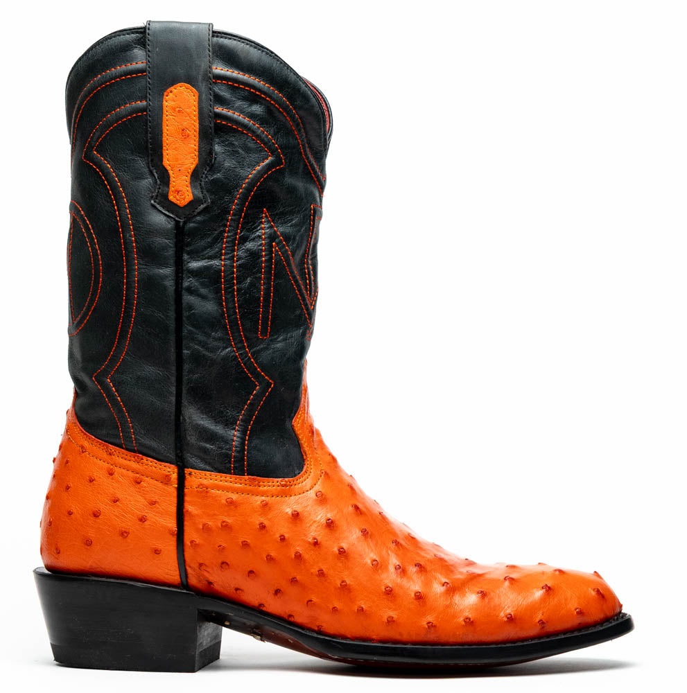 Marco Di Milano Savannah Orange Ostrich Quill Round Toe Cowboy Boots - 7