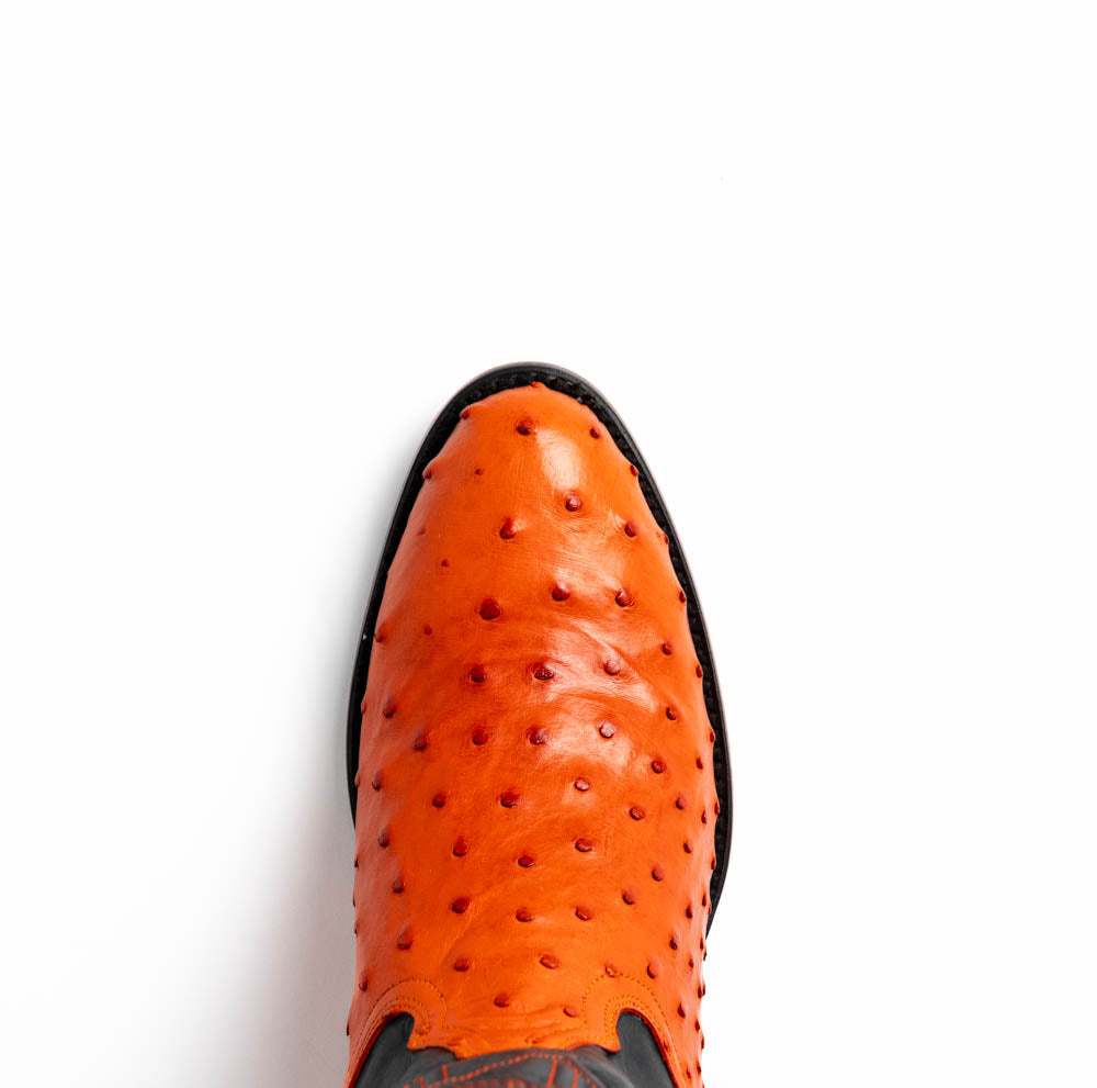 Marco Di Milano Savannah Orange Ostrich Quill Round Toe Cowboy Boots - 7
