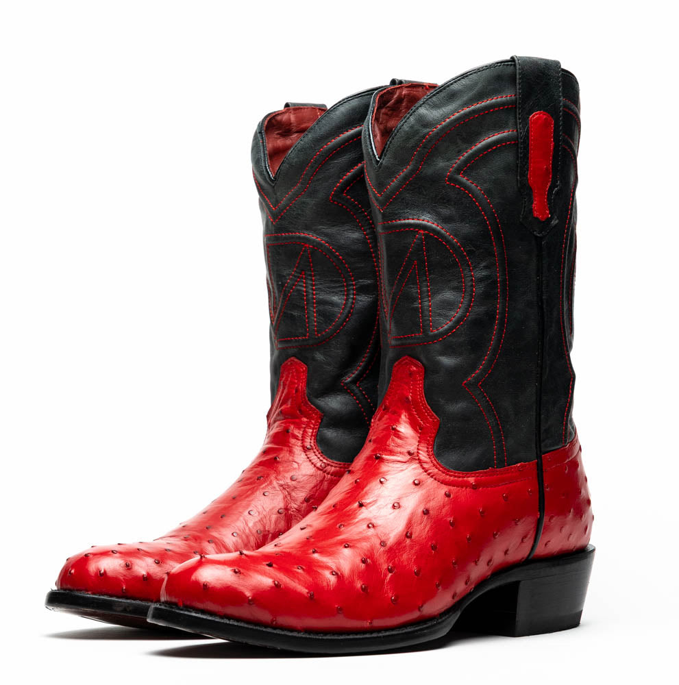 Marco Di Milano Savannah Red Ostrich Quill Round Toe Cowboy Boots - 7
