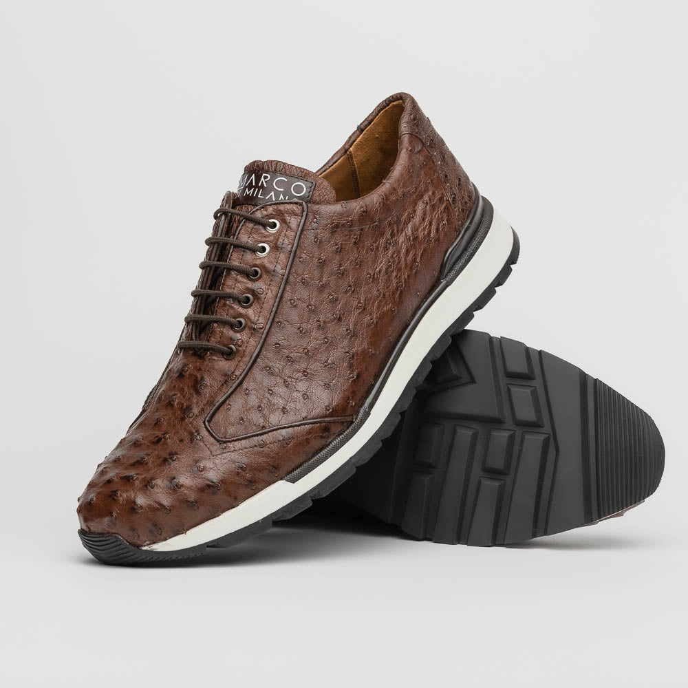 Marco Di Milano Scanno Antique Brown Ostrich Quill Sneakers - 8