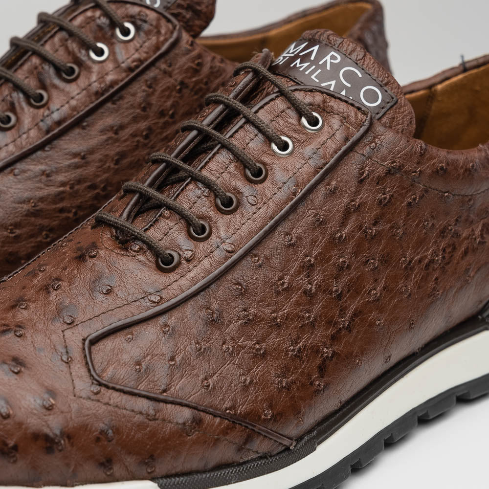 Marco Di Milano Scanno Antique Brown Ostrich Quill Sneakers - 8