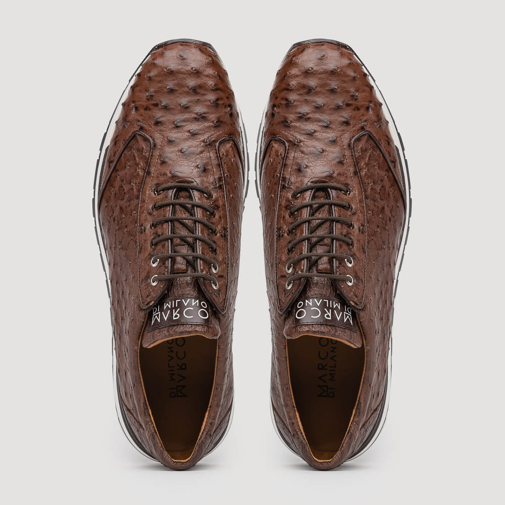 Marco Di Milano Scanno Antique Brown Ostrich Quill Sneakers - 8