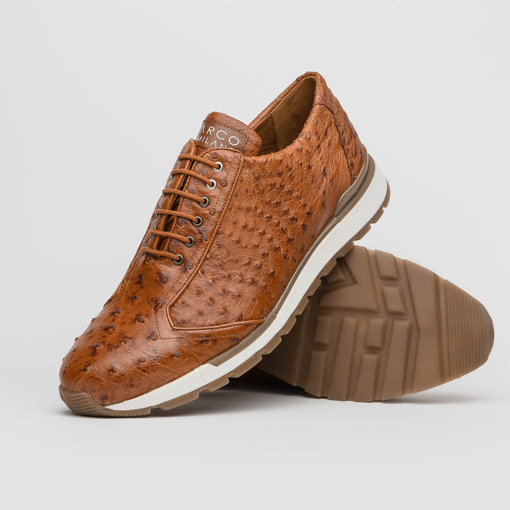 Marco Di Milano Scanno Cognac Ostrich Quill Sneakers - 6