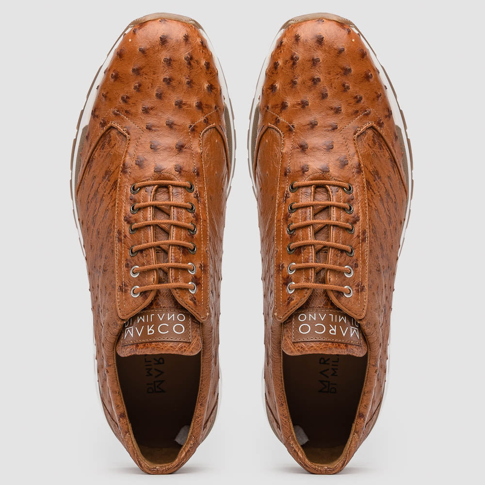 Marco Di Milano Scanno Cognac Ostrich Quill Sneakers - 6