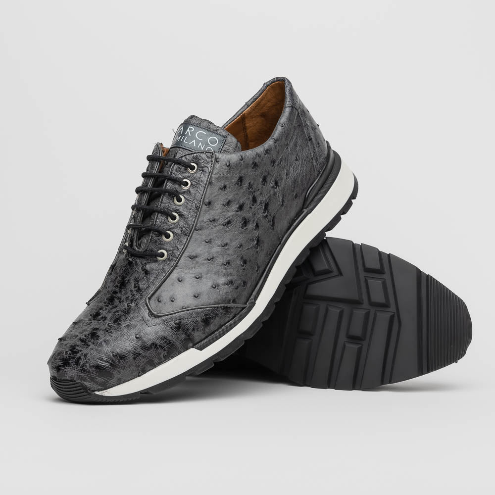 Marco Di Milano Scanno Antique Gray Ostrich Quill Sneakers - 8