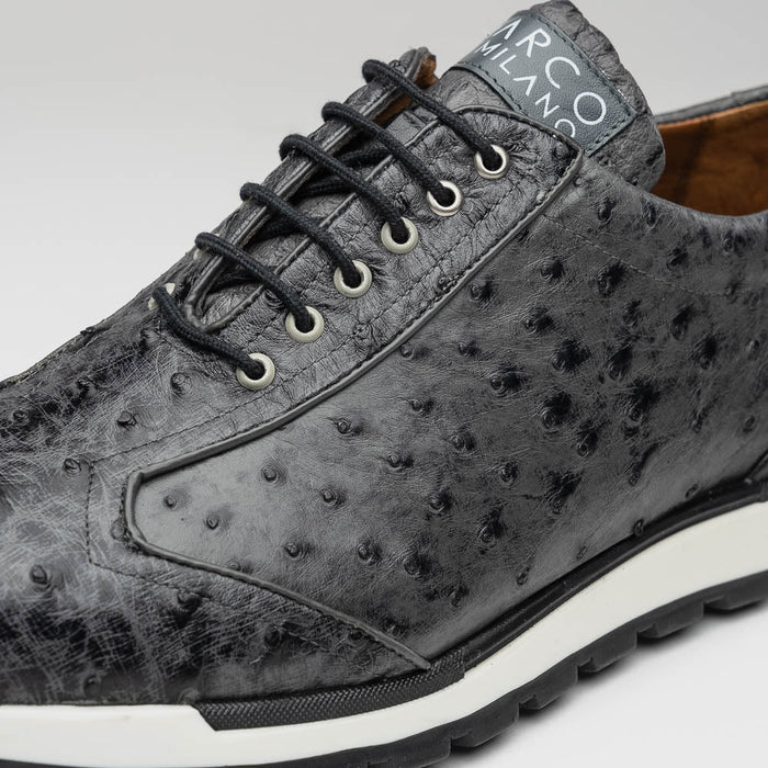 Marco Di Milano Scanno Gray Ostrich Quill Sneakers