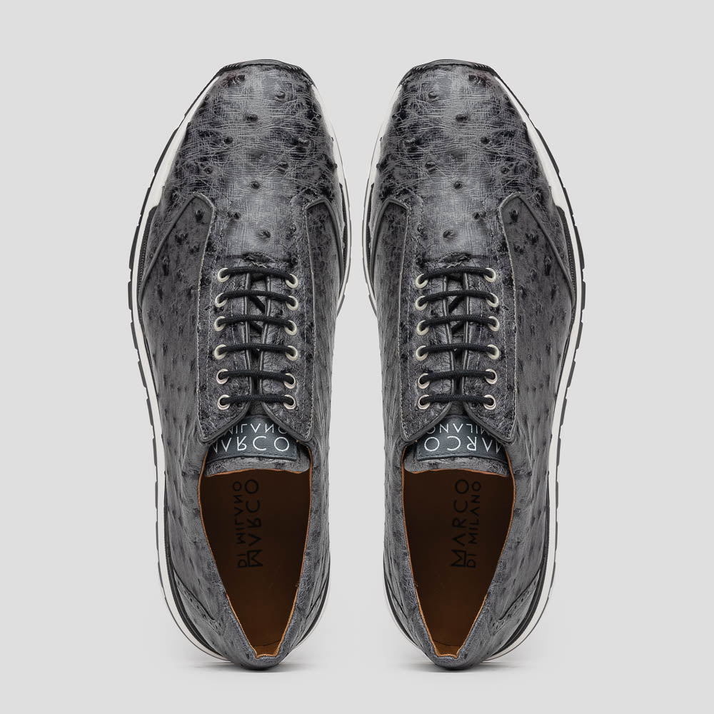 Marco Di Milano Scanno Antique Gray Ostrich Quill Sneakers - 8