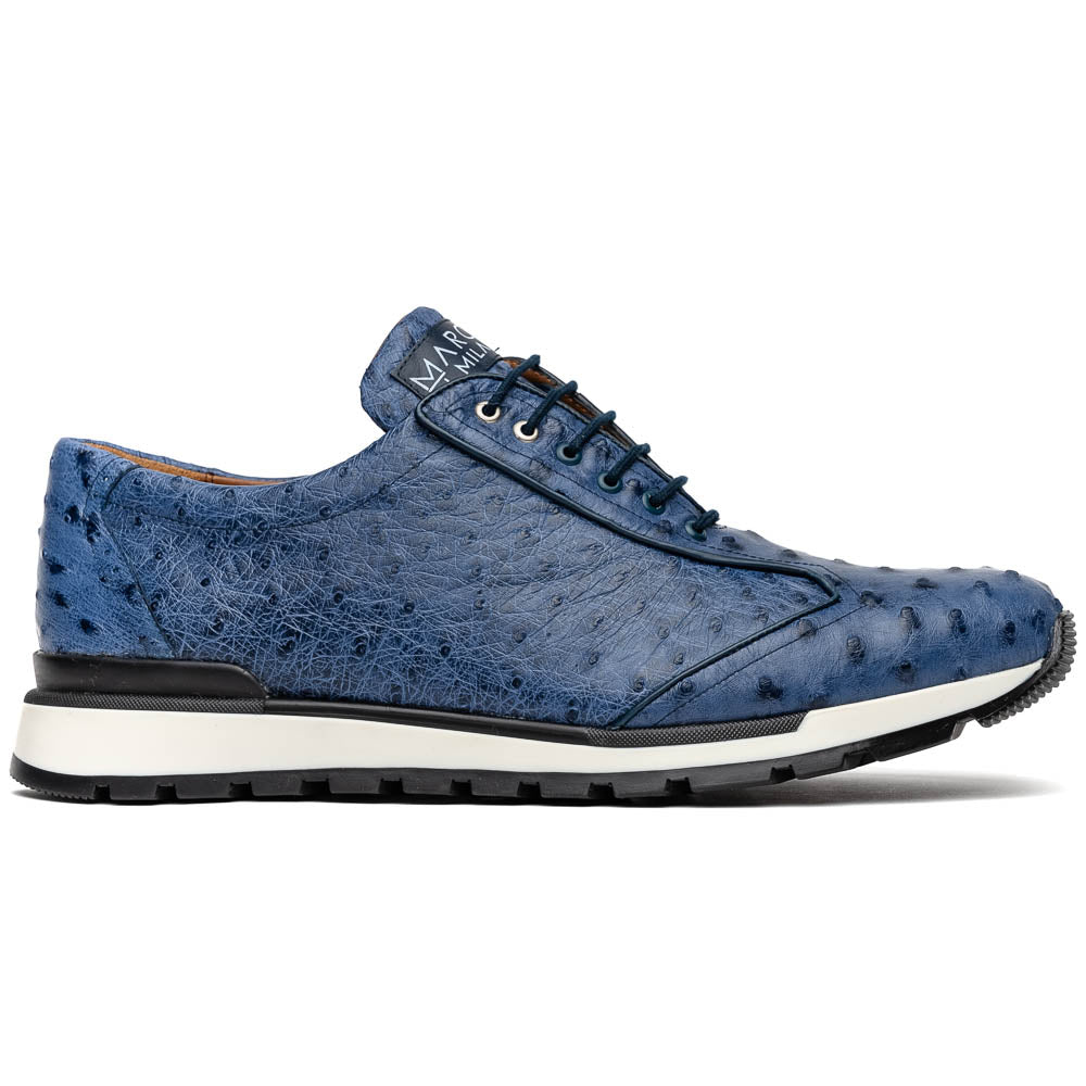 Marco Di Milano Scanno Antique Navy Ostrich Quill Sneakers - 8