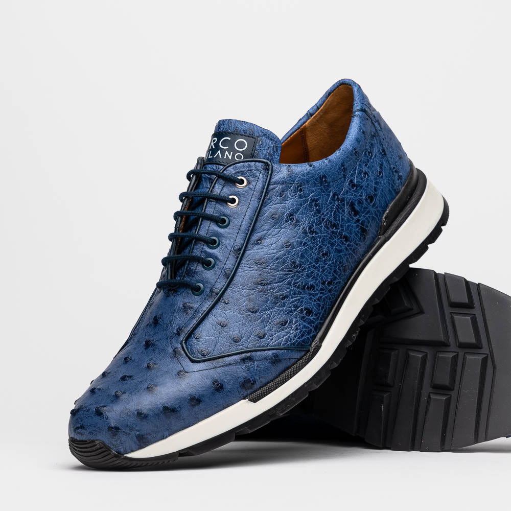 Marco Di Milano Scanno Antique Navy Ostrich Quill Sneakers - 8