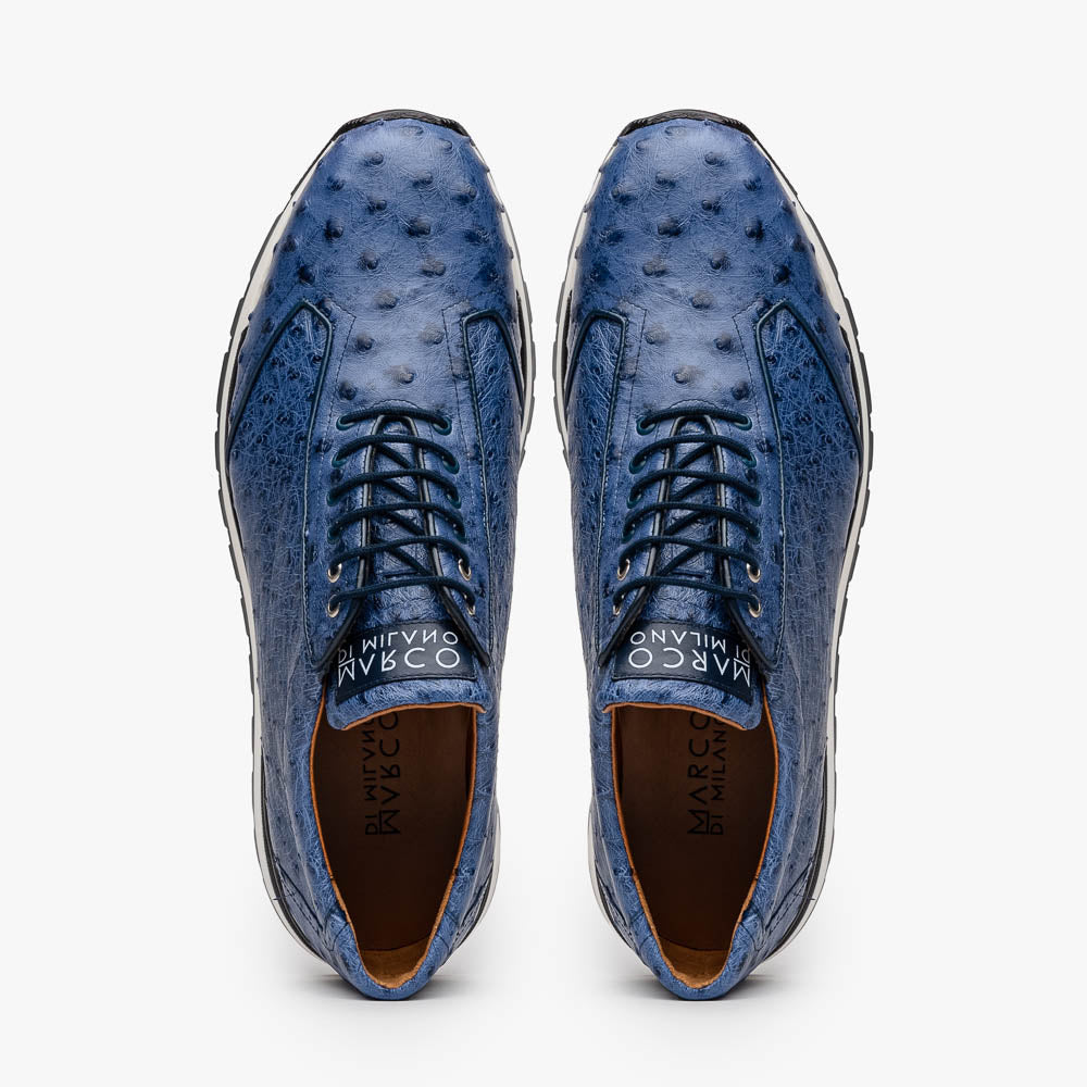 Marco Di Milano Scanno Antique Navy Ostrich Quill Sneakers - 8