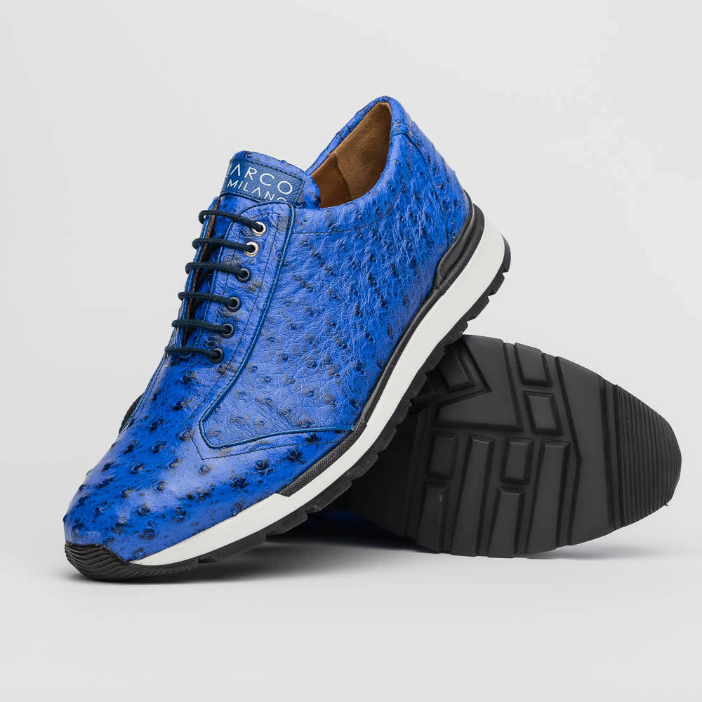 Marco Di Milano Scanno Electric Blue Ostrich Quill Sneakers - 6