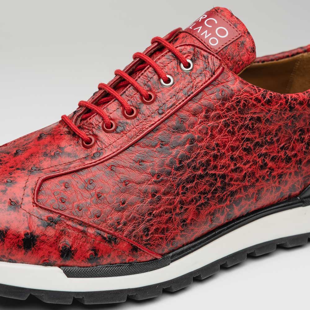 Marco Di Milano Scanno Antique Red Ostrich Quill Sneakers - 8