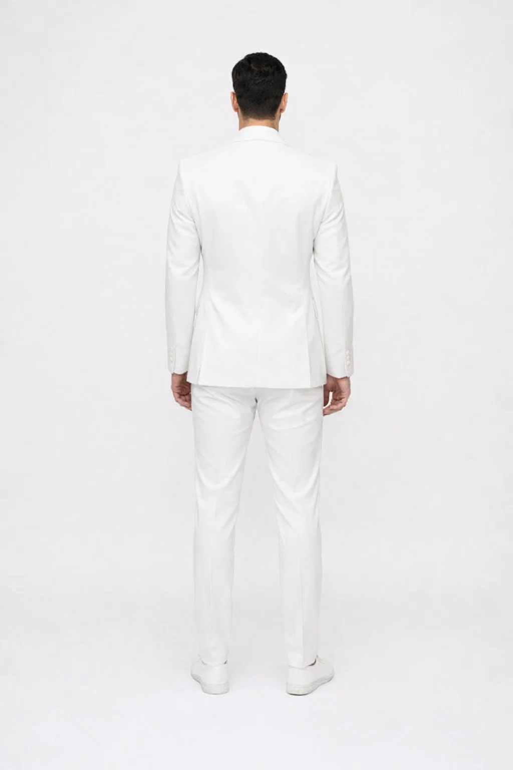 Seersucker Suit Peak Lapel Suit in Color "White" - Summer Fabric Tone on Tone Shadow Stripe By Rossiman - 34 Short or Extra Small