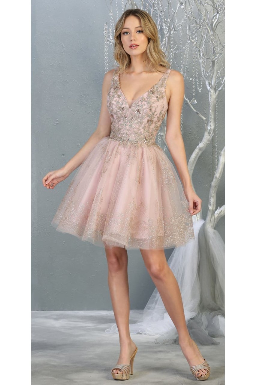 Quince Dama Dresses - Short Quinceanera Dresses in Color Mauve - 2