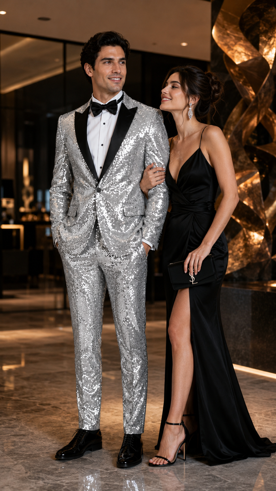 Sequin Suit - Silver Grey Shiny Suit Perfect for Stage or Prom Fancy Pattern Glitter Fabric