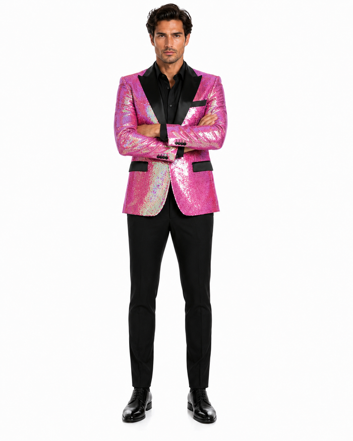 Sequin Tuxedo - Mens Blazer - Pink Dinner Jacket - Shiny Tuxedo Jacket