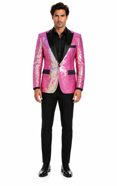 Sequin Tuxedo - Mens Blazer - Pink Dinner Jacket - Shiny Tuxedo Jacket