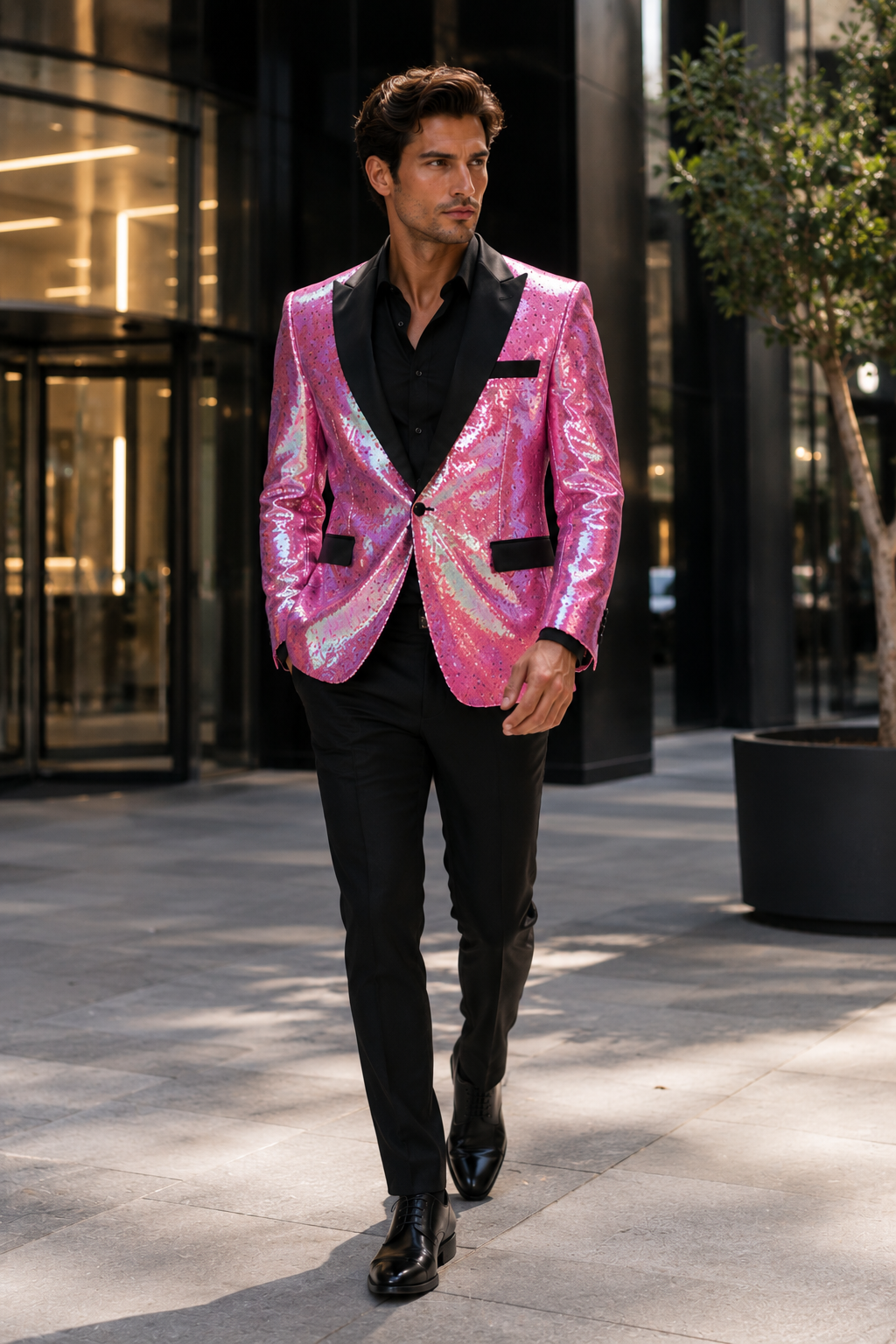 Sequin Tuxedo - Mens Blazer - Pink Dinner Jacket - Shiny Tuxedo Jacket