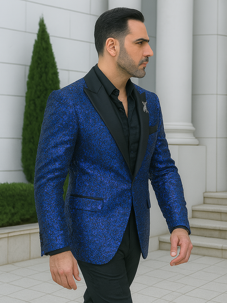 Sequin Tuxedo - Mens Blazer - Royal Dinner Jacket - Shiny Tuxedo Jacket - 52 Long