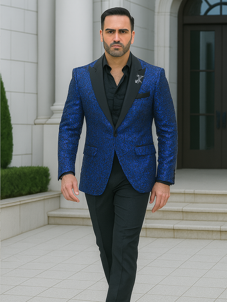 Sequin Tuxedo - Mens Blazer - Royal Dinner Jacket - Shiny Tuxedo Jacket - 52 Long