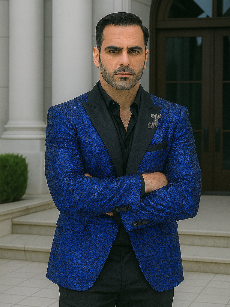 Sequin Tuxedo - Mens Blazer - Royal Dinner Jacket - Shiny Tuxedo Jacket - 52 Long