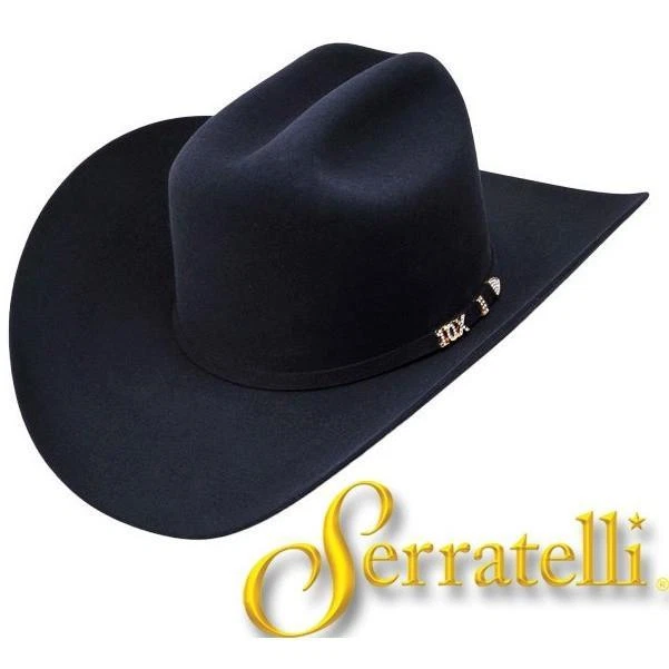 Serratelli 10X Cali Style Black 3 1/2" Brim Western Cowboy Hat All Sizes - 6 5/8