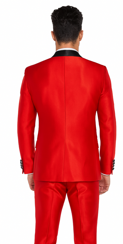 Shiny Red Tuxedo Shawl Collar Jacket & Pants Suit Prom 2026 Or Wedding Or Groom Tuxedo