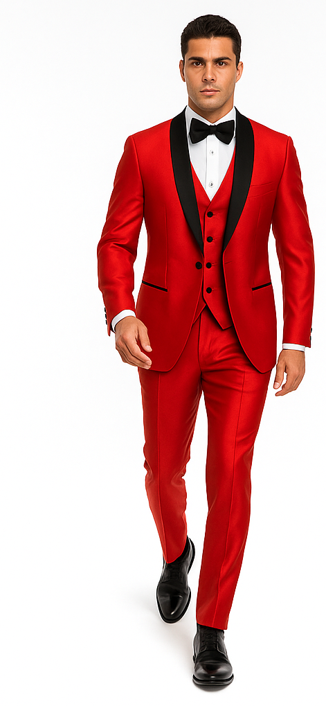 Shiny Red Tuxedo Shawl Collar Jacket & Pants Suit Prom 2026 Or Wedding Or Groom Tuxedo