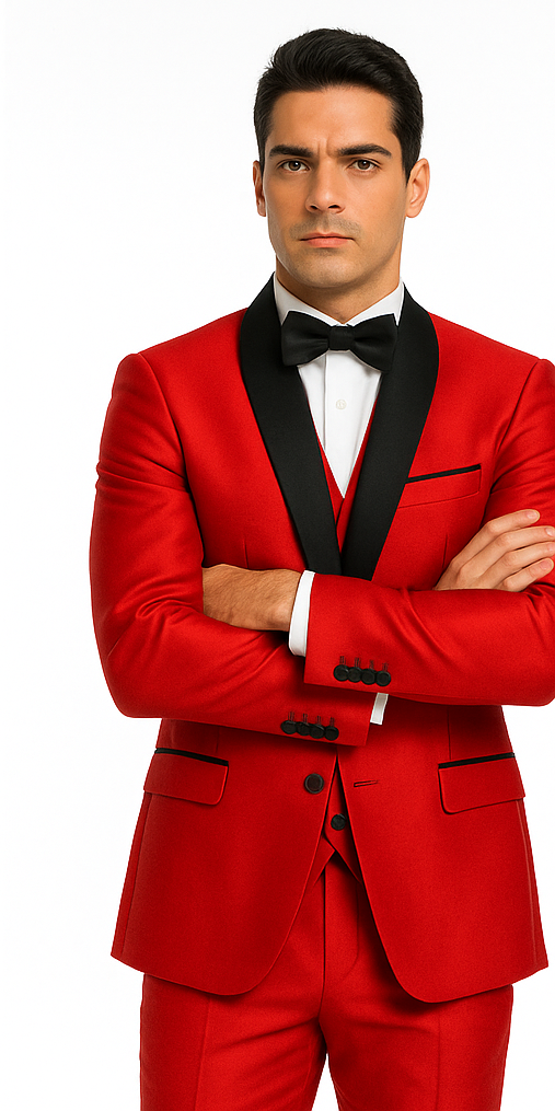 Shiny Red Tuxedo Shawl Collar Jacket & Pants Suit Prom 2026 Or Wedding Or Groom Tuxedo - 38 Short Jacket+32 Waist Adjustable 28to34)(Height: 5’4”to5’7”)(Neck 15-16.5)S-M)