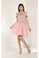 Short Prom Dress Bridesmaids Off The Shoulder Embroidered Style MQ1964 - Dusty Rose / 4 - Dress