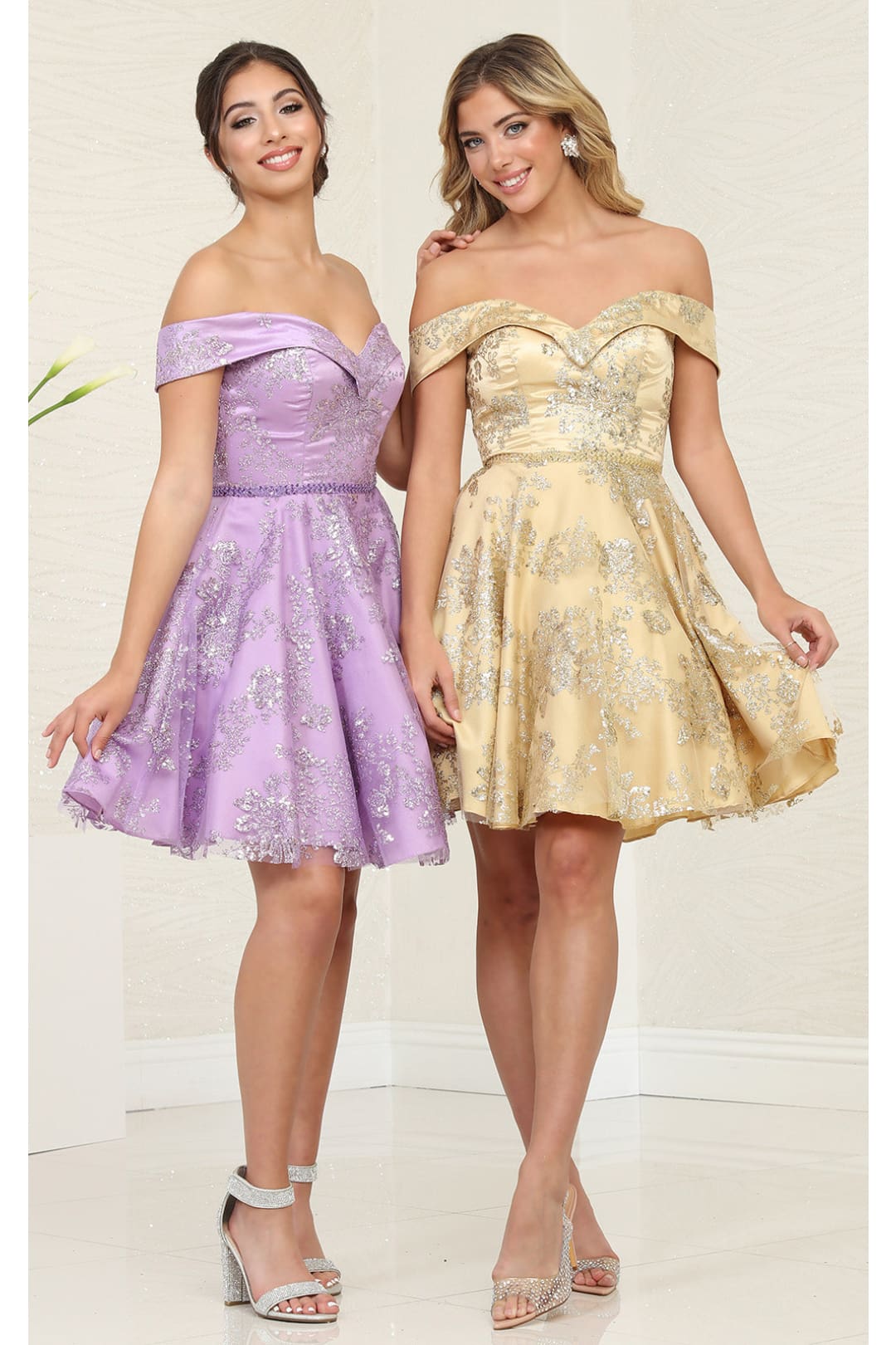 Quince Dama Dresses - Short Quinceanera Dresses in Color Champagne - 2