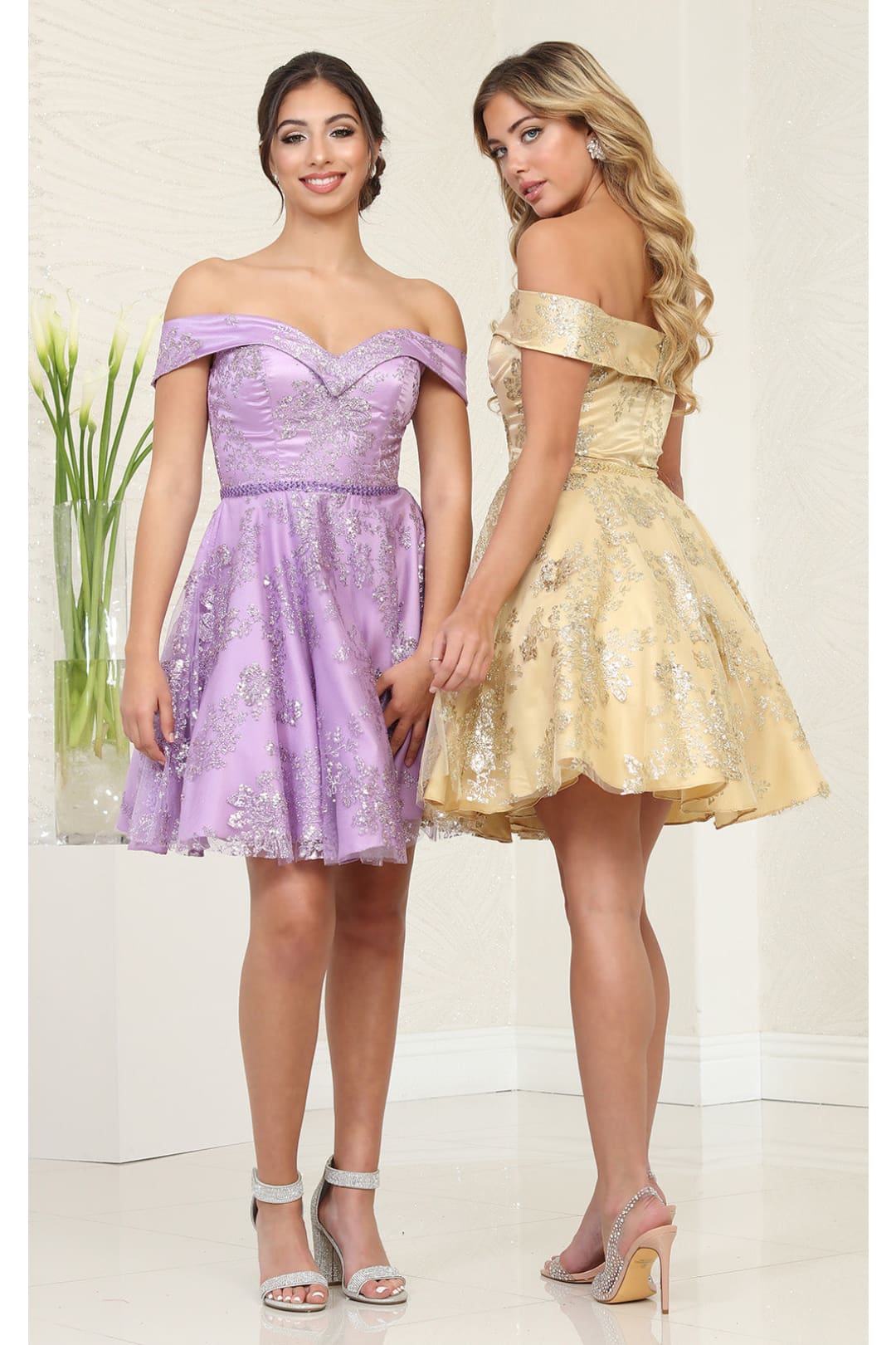 Quince Dama Dresses - Short Quinceanera Dresses in Color Champagne - 2