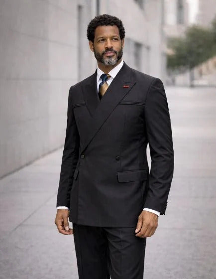 Statement Men's 2 Piece Modern Fit Double Breasted Suit - Sleek Finish - 38 Regular