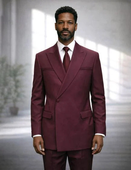 Statement Men's 2 Piece Modern Fit Double Breasted Suit - Sleek Finish