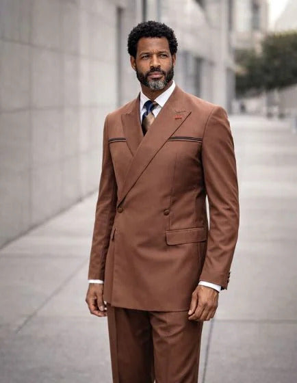 Statement Men's 2 Piece Modern Fit Double Breasted Suit - Sleek Finish