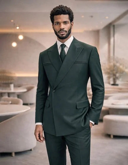 Statement Men's 2 Piece Modern Fit Double Breasted Suit - Sleek Finish